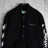 オフホワイト DIAG SKINNY VARSITY JACKET ロゴ スタジャン ブラック メンズ - NEWSED