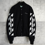オフホワイト DIAG SKINNY VARSITY JACKET ロゴ スタジャン ブラック メンズ - NEWSED