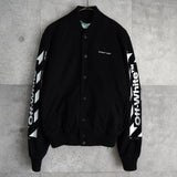 オフホワイト DIAG SKINNY VARSITY JACKET ロゴ スタジャン ブラック メンズ - NEWSED