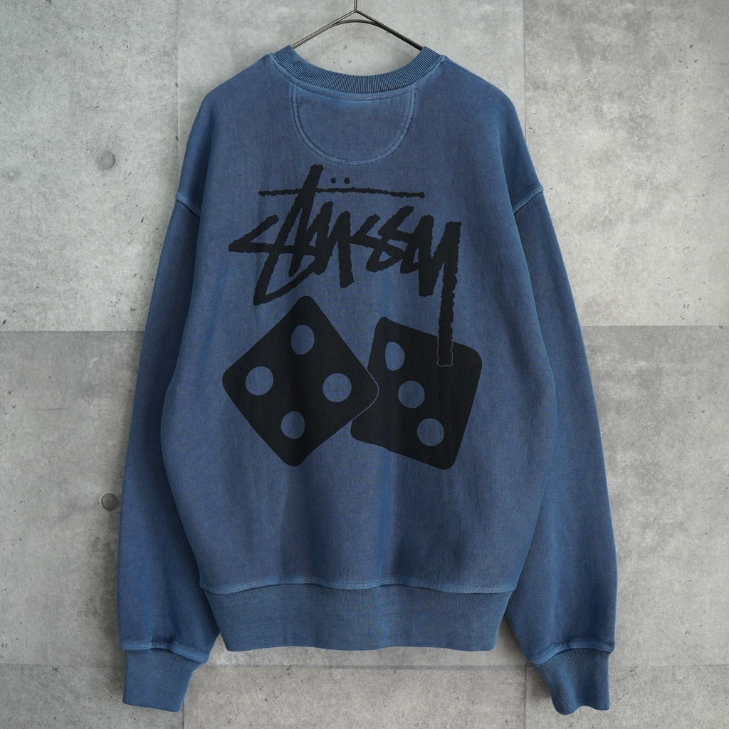 ステューシー DICE CREW PIGMENT DYED ダイス スウェット ブルー タグ付き未使用品