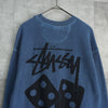 ステューシー DICE CREW PIGMENT DYED ダイス スウェット ブルー タグ付き未使用品
