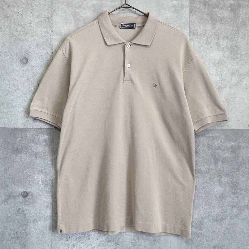 Christian Dior Vintage Dior Logo Short Sleeve Polo Shirt Beige