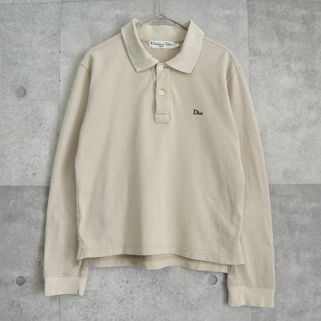 クリスチャン ディオール ヴィンテージ Diorロゴ 刺繍 長袖ポロシャツ ベージュ キッズ