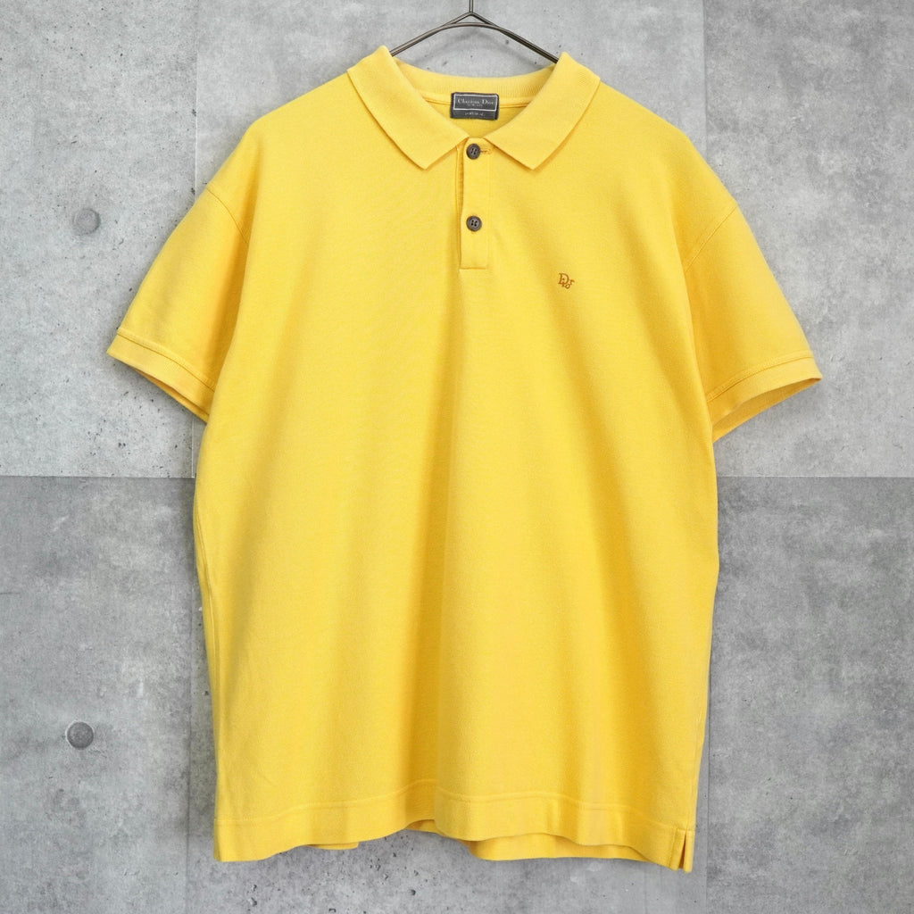 クリスチャン ディオール ヴィンテージ Diorロゴ 刺繍 半袖ポロシャツ イエロー