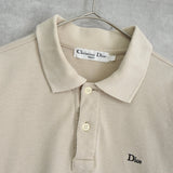 クリスチャン ディオール ヴィンテージ Diorロゴ 刺繍 長袖ポロシャツ ベージュ キッズ - NEWSED