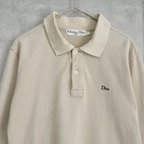 クリスチャン ディオール ヴィンテージ Diorロゴ 刺繍 長袖ポロシャツ ベージュ キッズ - NEWSED
