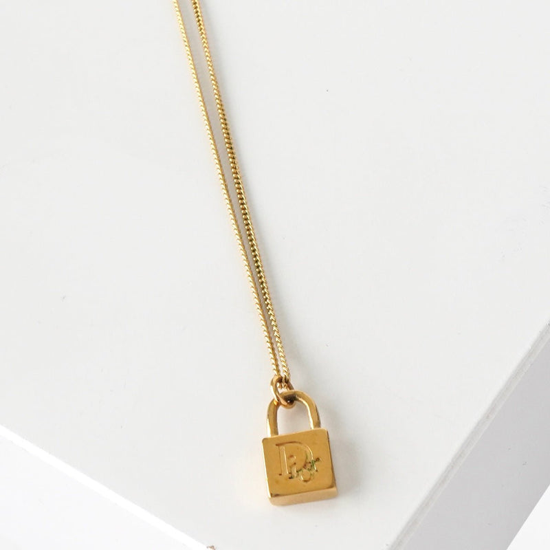 クリスチャン ディオール Dior ロゴ カデナ モチーフ ネックレス GP ゴールド - NEWSED