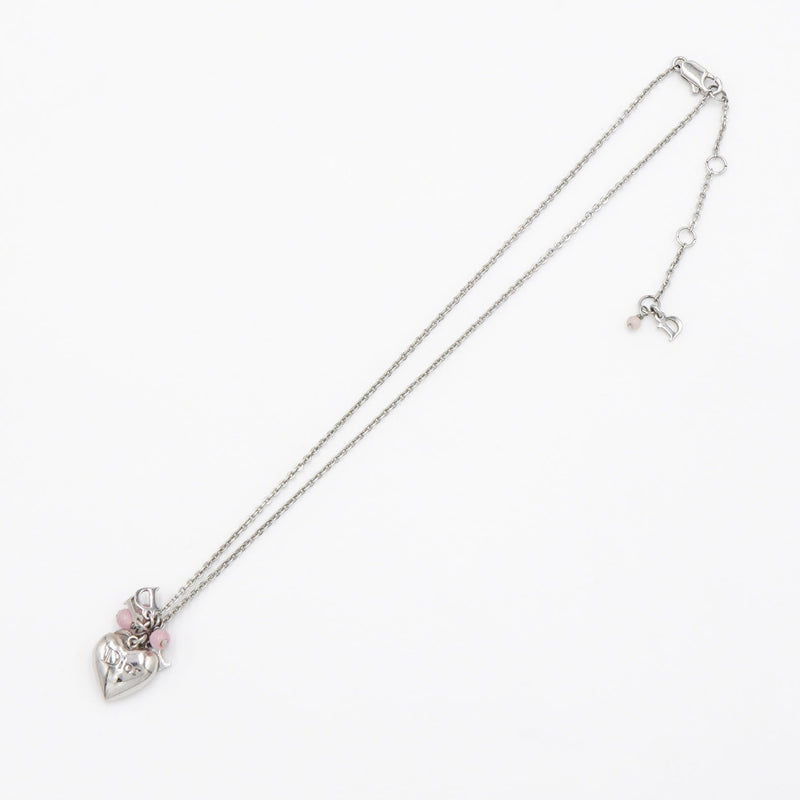 Dior Logo Heart Bees Silver Necklace - NEWSED