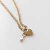 Dior Logo Heart Padlock and Key Motif GP Gold Necklace