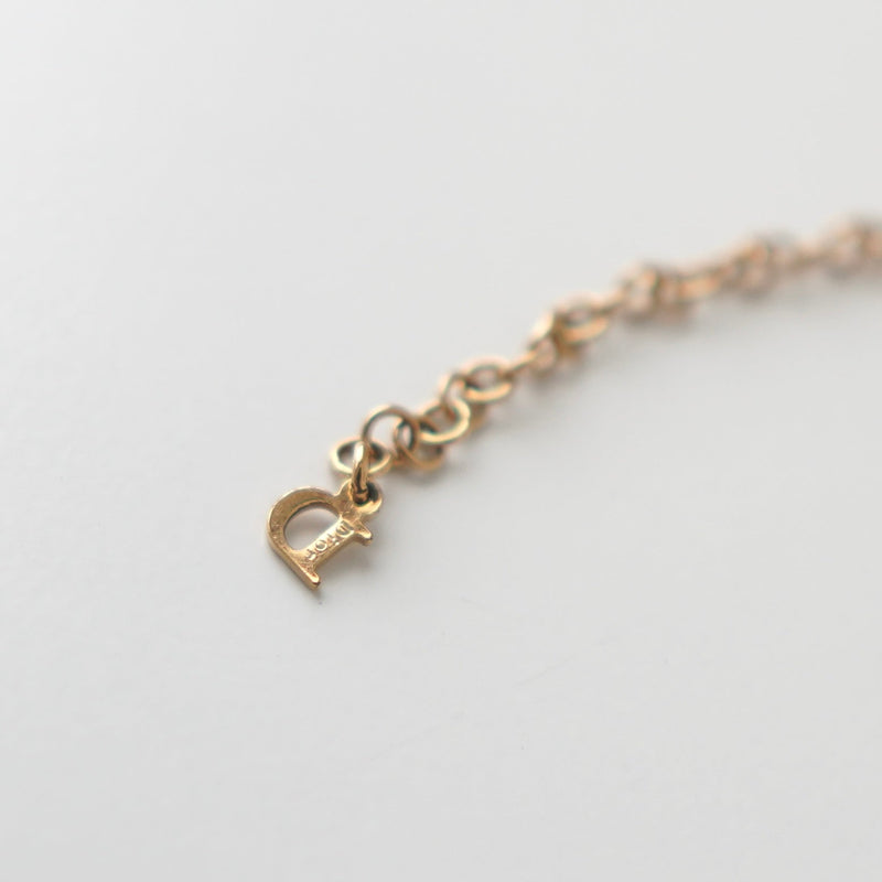 Dior Logo Heart Padlock and Key Motif GP Gold Necklace - NEWSED