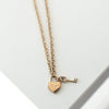 Dior Logo Heart Padlock and Key Motif GP Gold Necklace