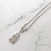 Dior Logo Picture Frame Motif Silver Necklace