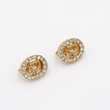 Dior Logo Rhinestone GP Gold Earring - NEWSED
