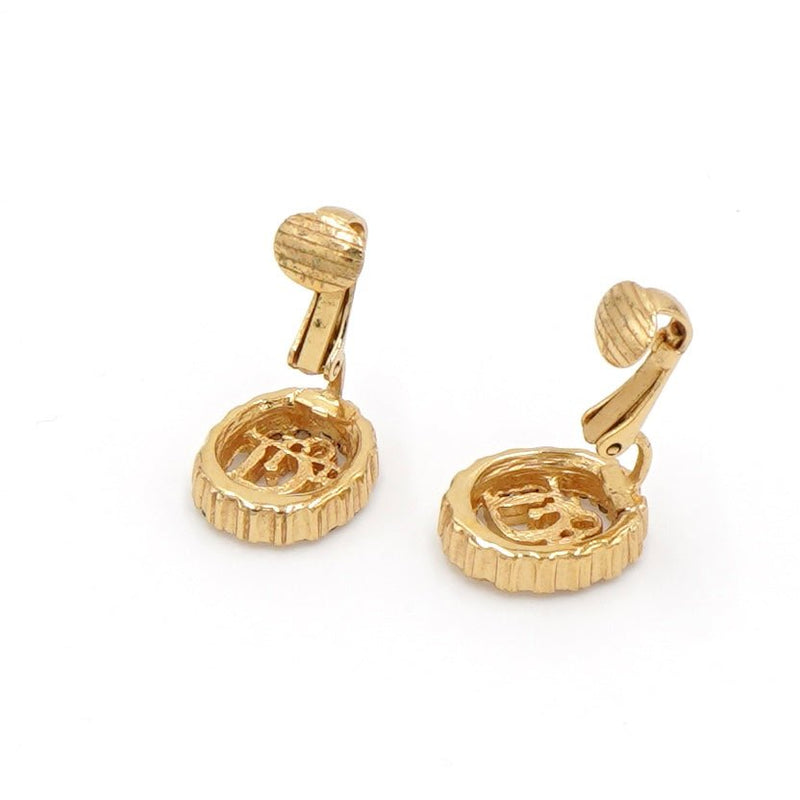 Dior Logo Rhinestone GP Gold Earring - NEWSED