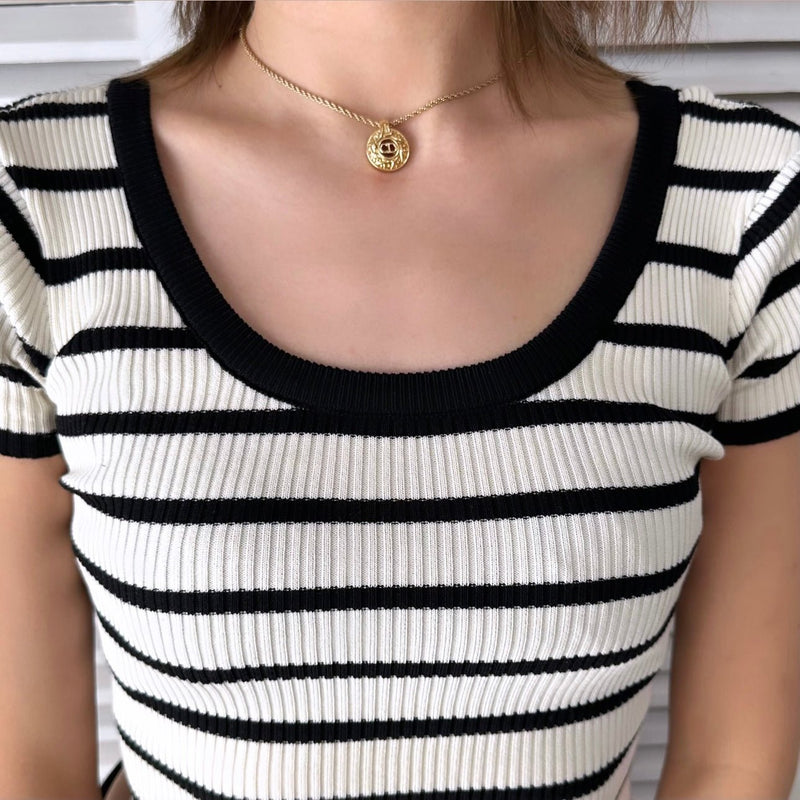 Disk Top Gold Necklace - NEWSED