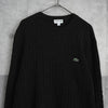 ラコステ ロゴパッチ ケーブル編み ニット ブラック