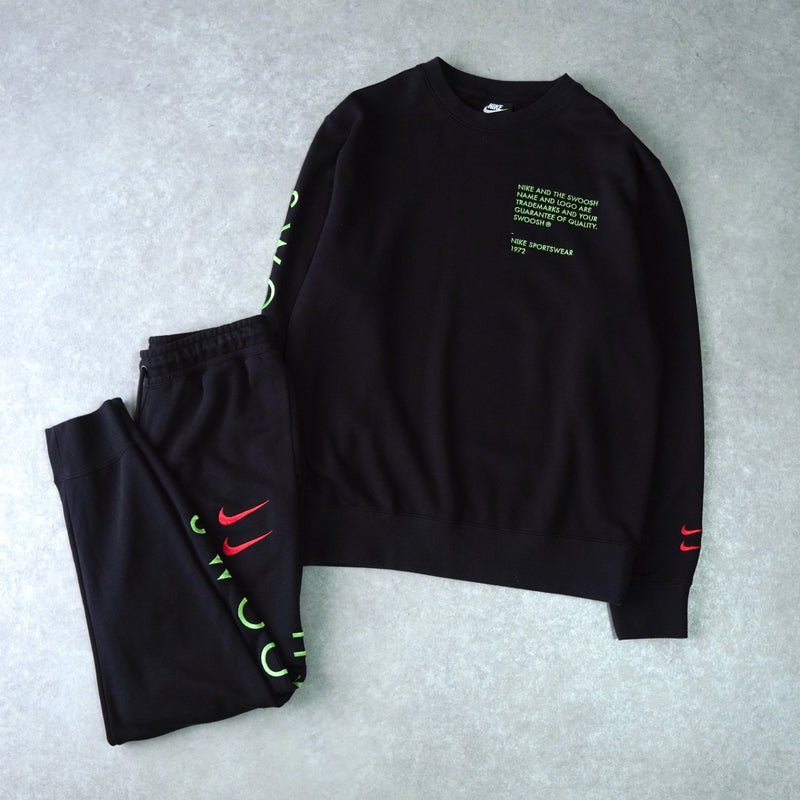 ナイキ DOUBLE SWOOSH ロゴ セットアップ スウェット スウェットパンツ ブラック - NEWSED
