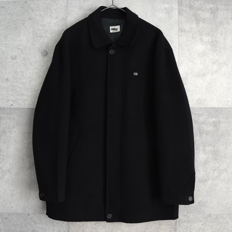 ラコステ ロゴパッチ ウールコート ミドルコート ブラック