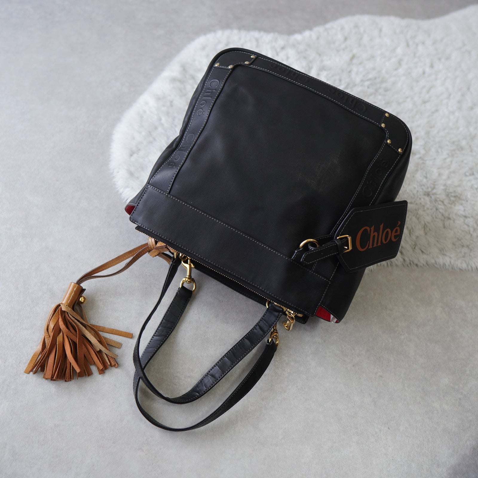 美品Chloé 黒 レザー トートバッグ EDEN 3S117 パスケース付 美品Chloé 黒 レザー トートバッグ EDEN 3S117 パスケース付