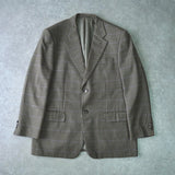 イヴサンローラン YSLロゴ ボタン 千鳥格子柄 ウール テーラードジャケット カーキ