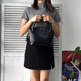 Embossing Logo Leather Hand Bag - NEWSED