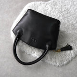 Embossing Logo Leather Hand Bag - NEWSED