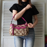 コーチ シグネチャー キャンバス ハンドバッグ ワンショルダーバッグ ベージュ / ピンク F24063 - NEWSED