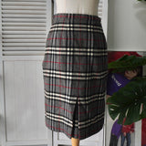 バーバリー ノバチェック ウール タイト スカート グレー