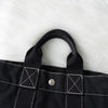 エルメス ドーヴィルPM キャンバス ハンドバッグ ブラック / ホワイトステッチ