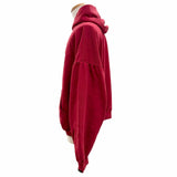 バレンシアガ Faux Logo Round Hem Hoodie Many Kisses プリント ダメージ加工 オーバーサイズ プルオーバー パーカー レッド 2 メンズ 未使用品 - NEWSED
