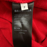 バレンシアガ Faux Logo Round Hem Hoodie Many Kisses プリント ダメージ加工 オーバーサイズ プルオーバー パーカー レッド 2 メンズ 未使用品 - NEWSED