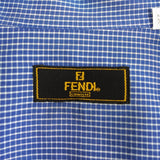 フェンディ FFロゴ 刺繍 チェック柄 長袖シャツ ブルー - NEWSED