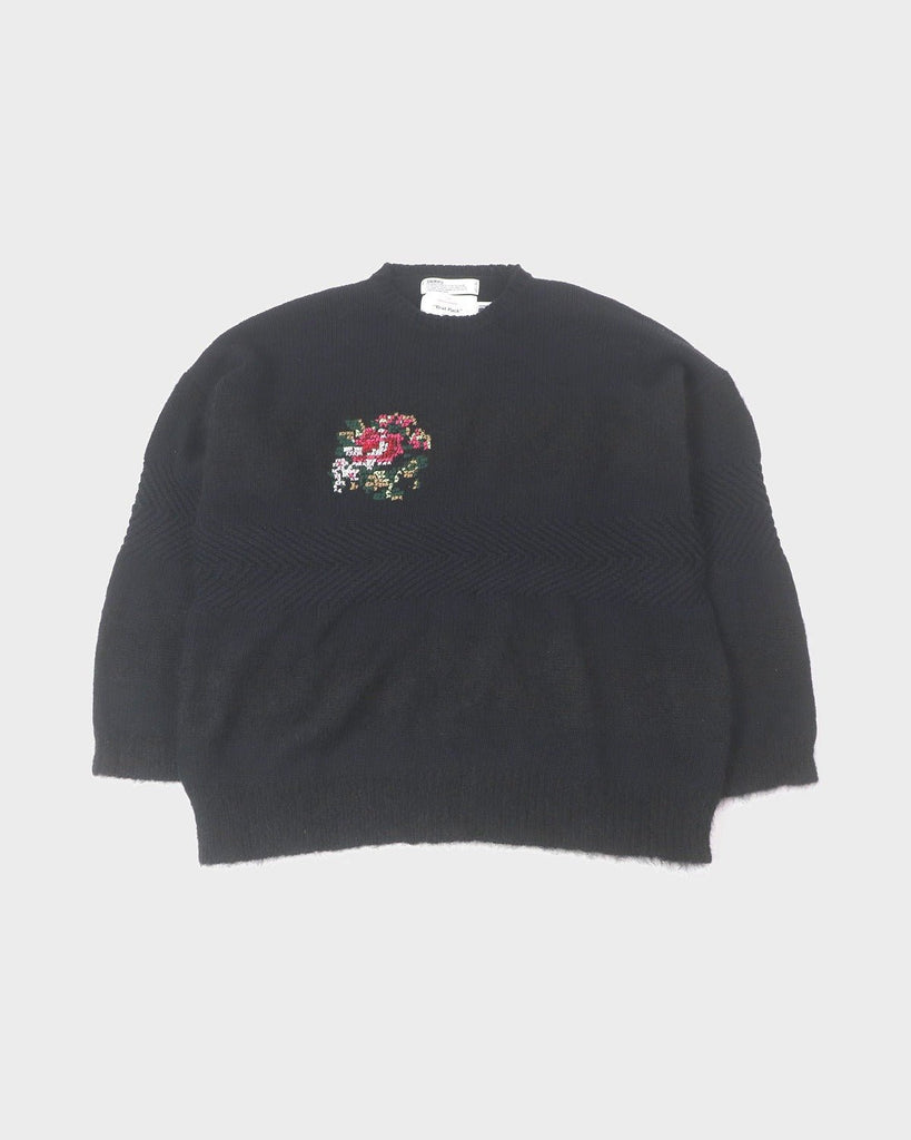 ダイリク Flower Cross Embroidery Border Knit セーター ブラック F (XL～XXLサイズ相当) メンズ
