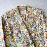 Flower patterned sheep skin leather jacket - NEWSED