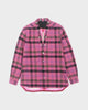リックオウエンス FOGPOCKET LARRY SHIRT チェック柄 Vネック ロングスリーブ 長袖シャツ ピンク 40 メンズ