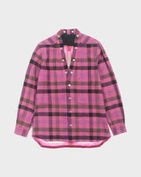リックオウエンス FOGPOCKET LARRY SHIRT チェック柄 Vネック ロングスリーブ 長袖シャツ ピンク 40 メンズ - NEWSED