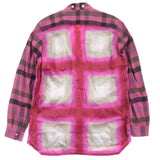 リックオウエンス FOGPOCKET LARRY SHIRT チェック柄 Vネック ロングスリーブ 長袖シャツ ピンク 40 メンズ - NEWSED