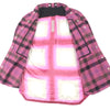 リックオウエンス FOGPOCKET LARRY SHIRT チェック柄 Vネック ロングスリーブ 長袖シャツ ピンク 40 メンズ