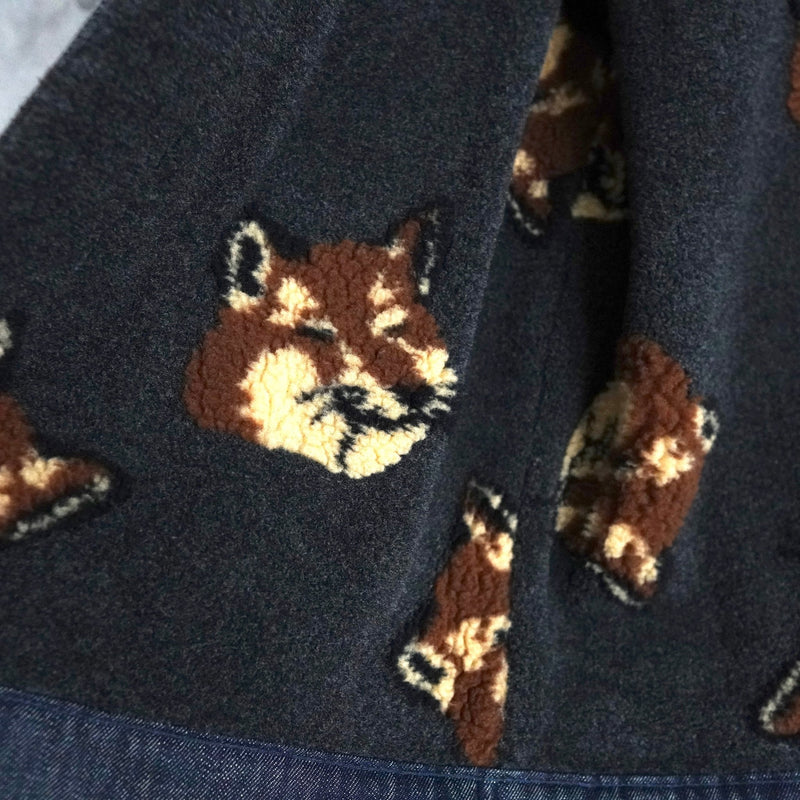 Fox Head Pattern Boa Denim Jacket｜Made in Portugal - NEWSED
