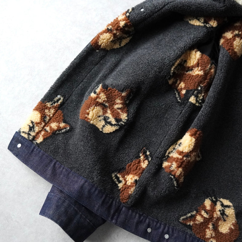 Fox Head Pattern Boa Denim Jacket｜Made in Portugal - NEWSED