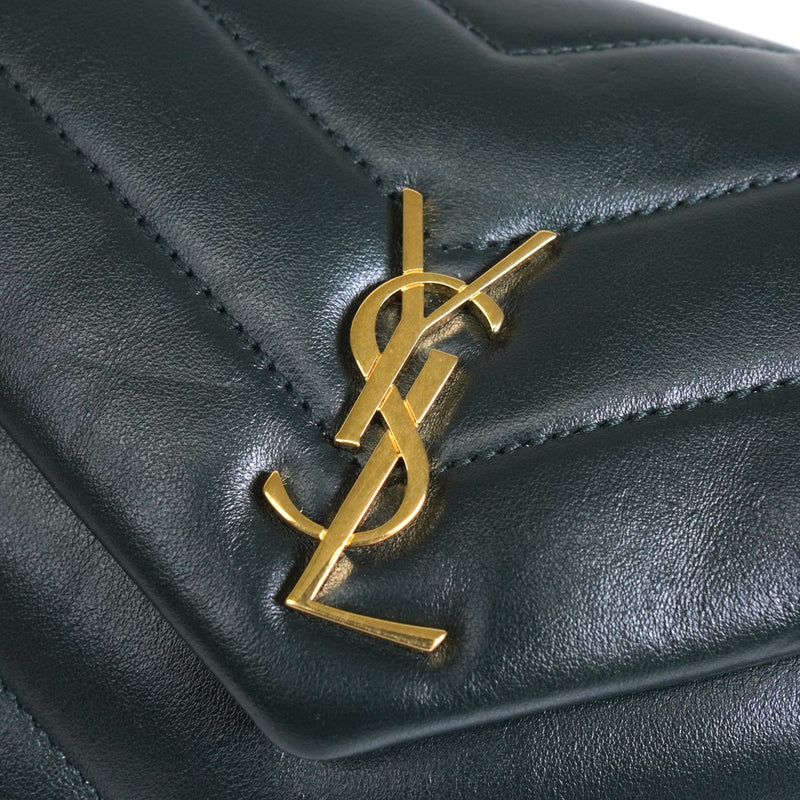 サンローラン YSLロゴ ルル レザー ショルダーバッグ グリーン