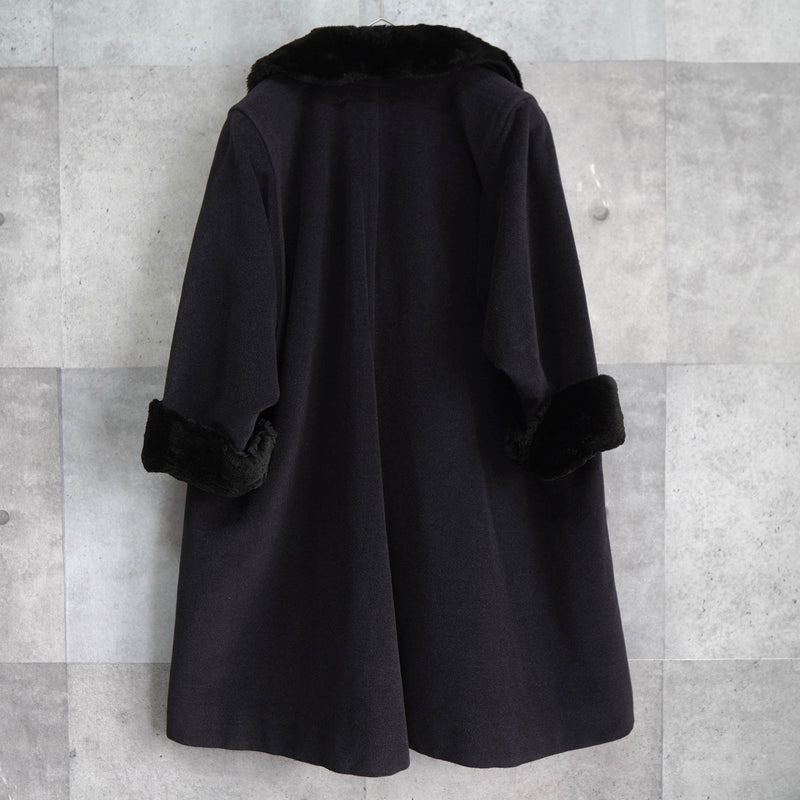 Fur Shawl Collar Wool Long Coat - NEWSED