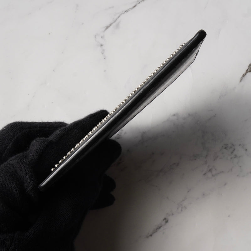 サンローラン パリ スタッズ レザー パスケース カードケース ブラック / シルバー