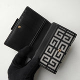 ジバンシィ ヴィンテージ Gロゴ キャンバス / レザー 二つ折り財布 グレー / ブラック 箱付き - NEWSED