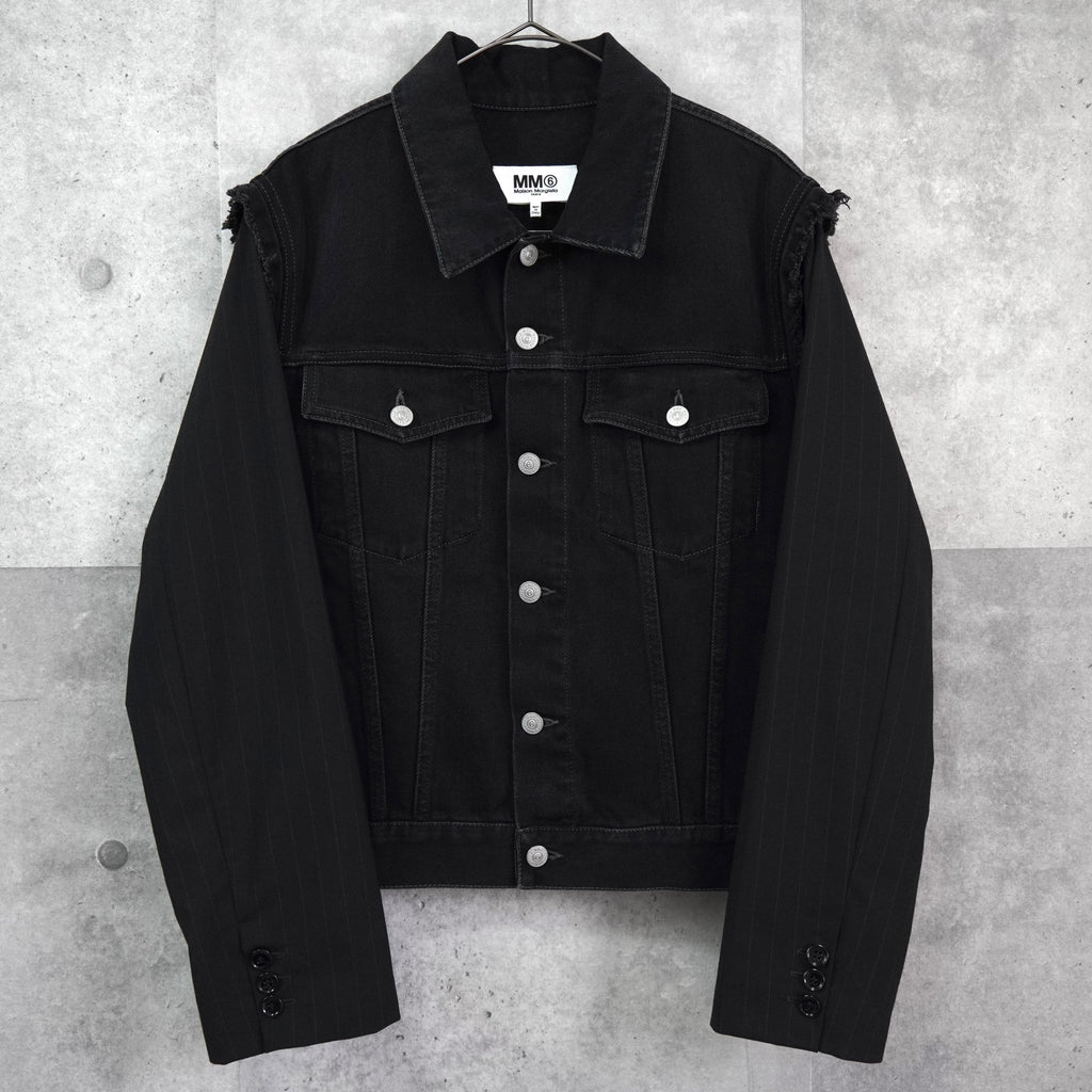MM6 Maison Margiela mixed-material shirt sleeve black denim jacket