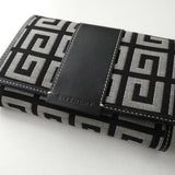 ジバンシィ ヴィンテージ Gロゴ キャンバス / レザー 二つ折り財布 グレー / ブラック 箱付き - NEWSED