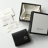 グッチ インターロッキングG レザー 二つ折り コインケース ブラック 箱付き - NEWSED