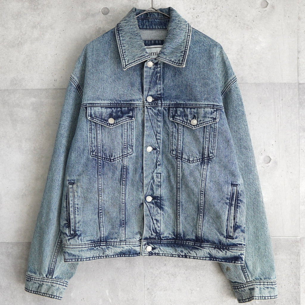 Ami Paris Ami Paris bleached and distressed large fit denim jacket G-jacket