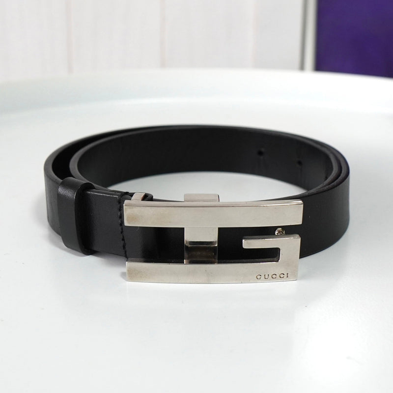 グッチ Gロゴ シルバー金具 ベルト ブラック レディース - NEWSED