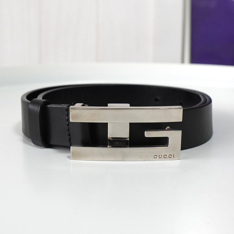 グッチ Gロゴ シルバー金具 ベルト ブラック レディース - NEWSED